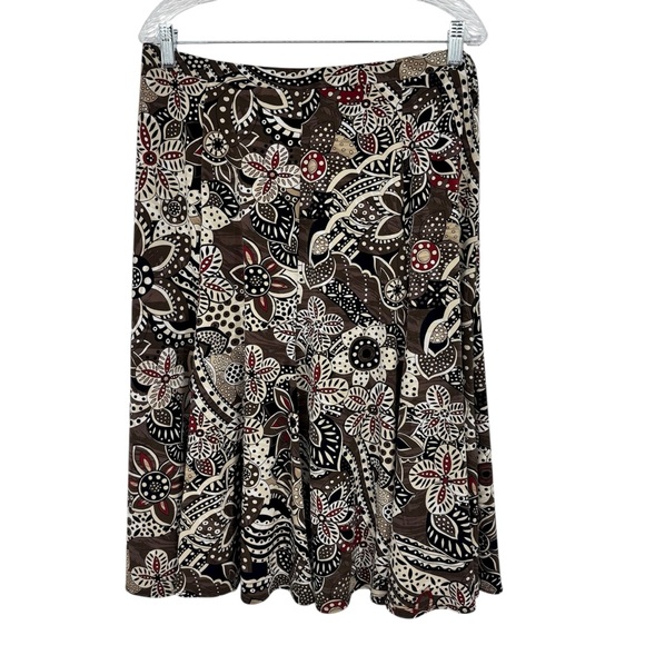 Chico's Dresses & Skirts - Chico’s 3 (US 16) Brown/Tan Polyester/Spandex Floral Print Elastic Waist Skirt